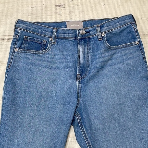 Everlane Jeans Women's 32 Blue Denim Bootcut Raw Hem Cropped - Picture 5 of 12